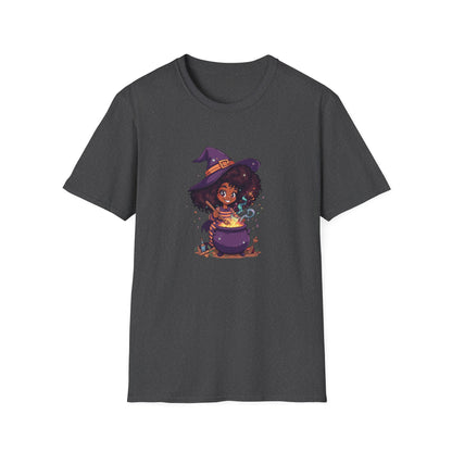 Happy Little Black Witch Stirring Cauldron