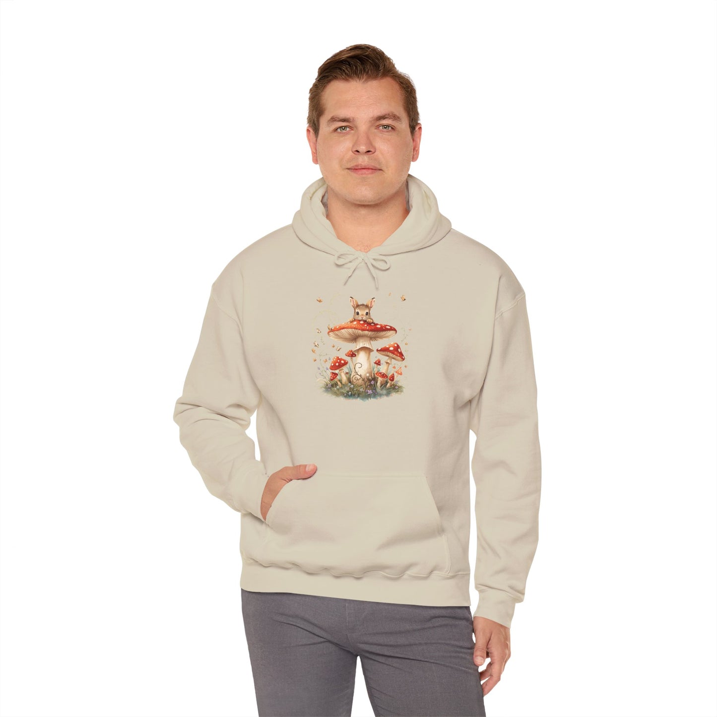 Mushroom Bunny Hoodie — Red-Capped Mushroom Graphic Sweatshirt