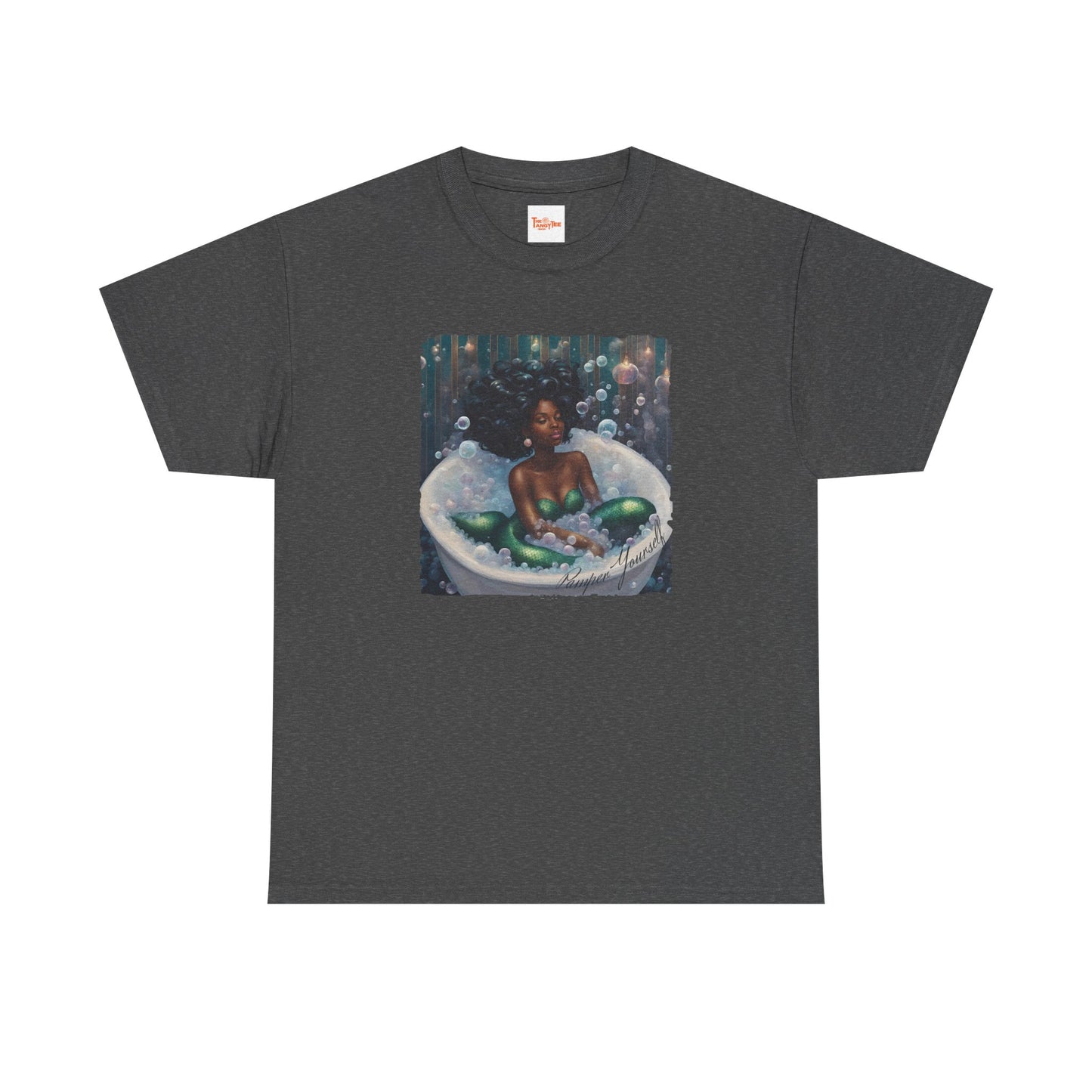 Pamper Yourself Black Mermaid Tee — Relaxing Bathtub Graphic