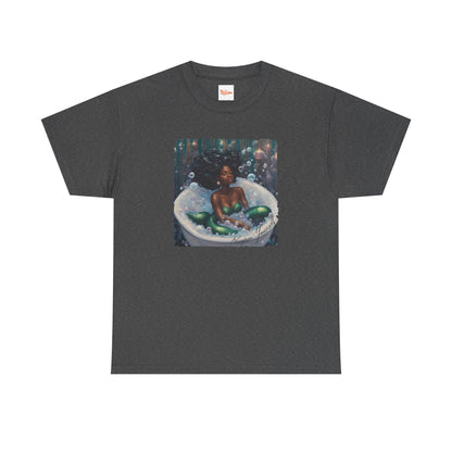 Pamper Yourself Black Mermaid Tee — Relaxing Bathtub Graphic