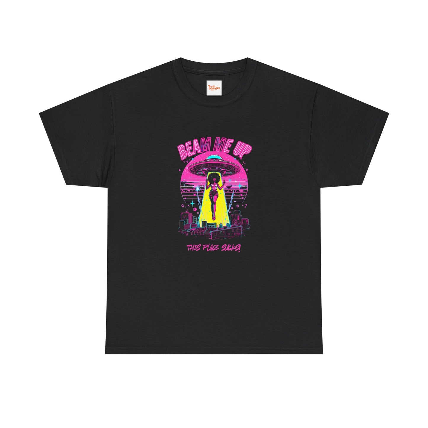 Beam Me Up T‑Shirt — Black Woman Teleport Graphic Tee