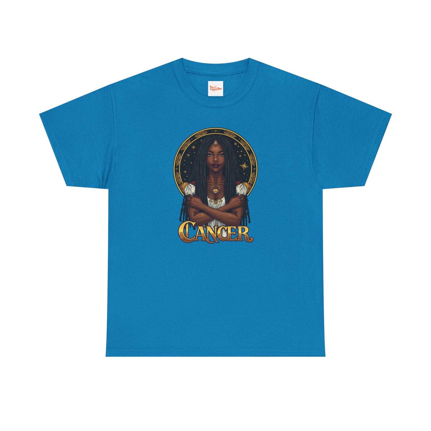 Cancer Zodiac T-Shirt — Art Nouveau African American Woman with Crab Graphic
