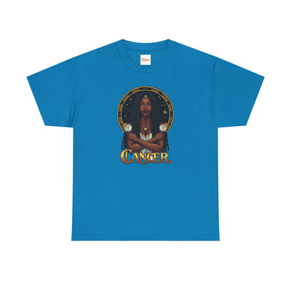 Cancer Zodiac T-Shirt — Art Nouveau African American Woman with Crab Graphic