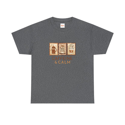 Caffeine & Calm Coffee Tee — French Press Graphic T-Shirt