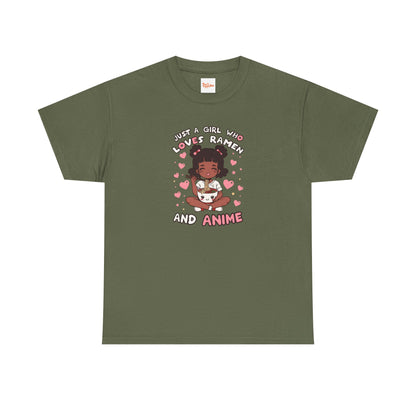 Just a Girl Who Loves Ramen and Anime T-Shirt — African American Anime Girl Graphic
