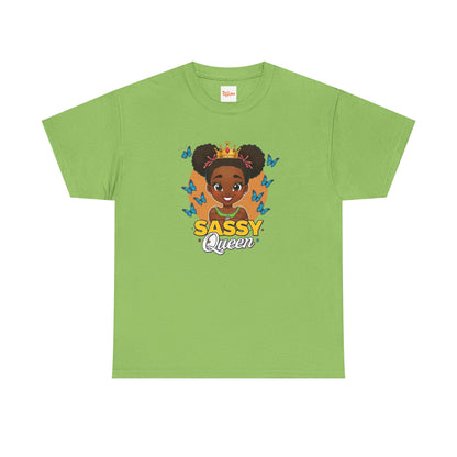 Sassy Queen Tee — African American Girl Graphic Shirt with Butterflies