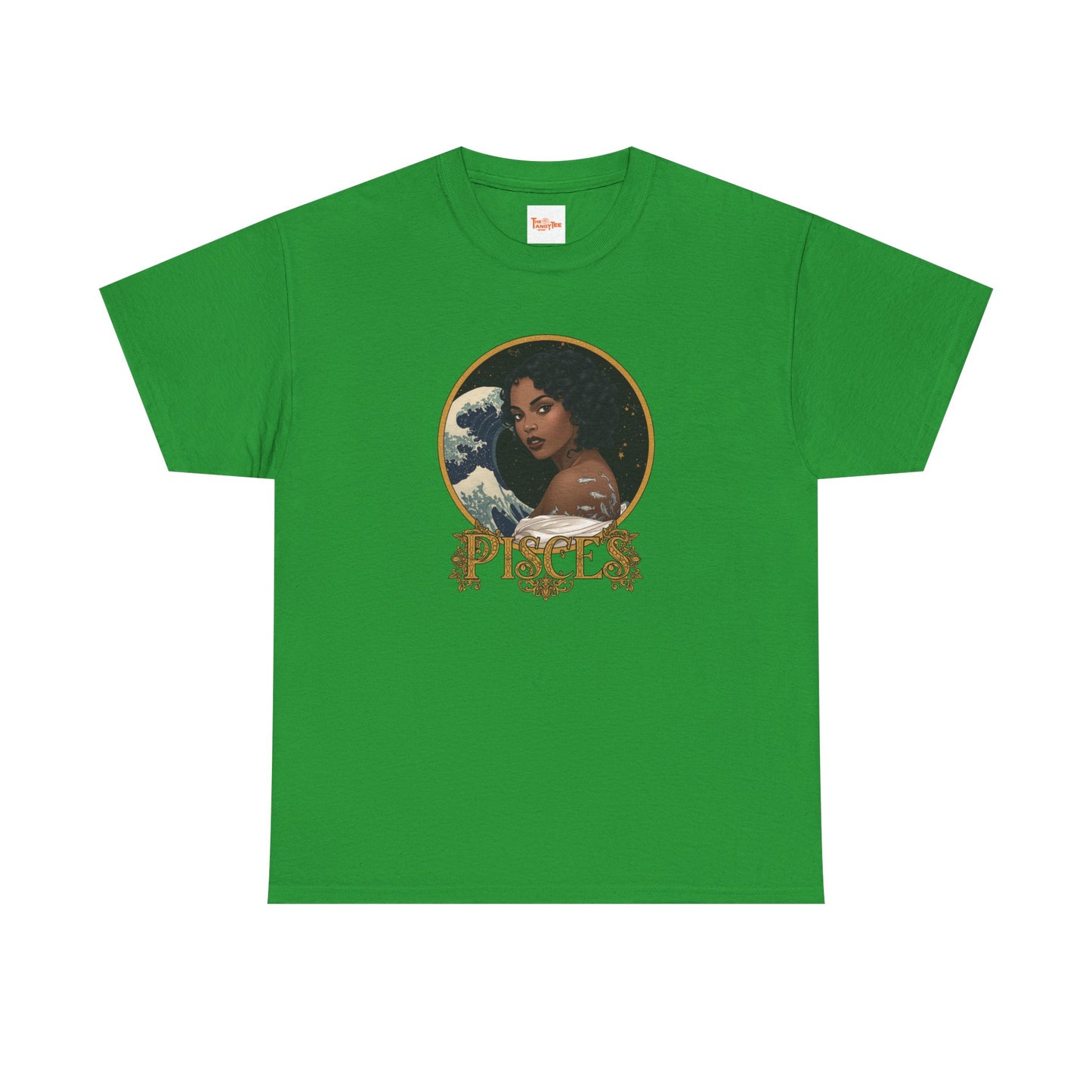 Pisces Art Nouveau T-Shirt — African American Woman with Silver Fish Tattoo