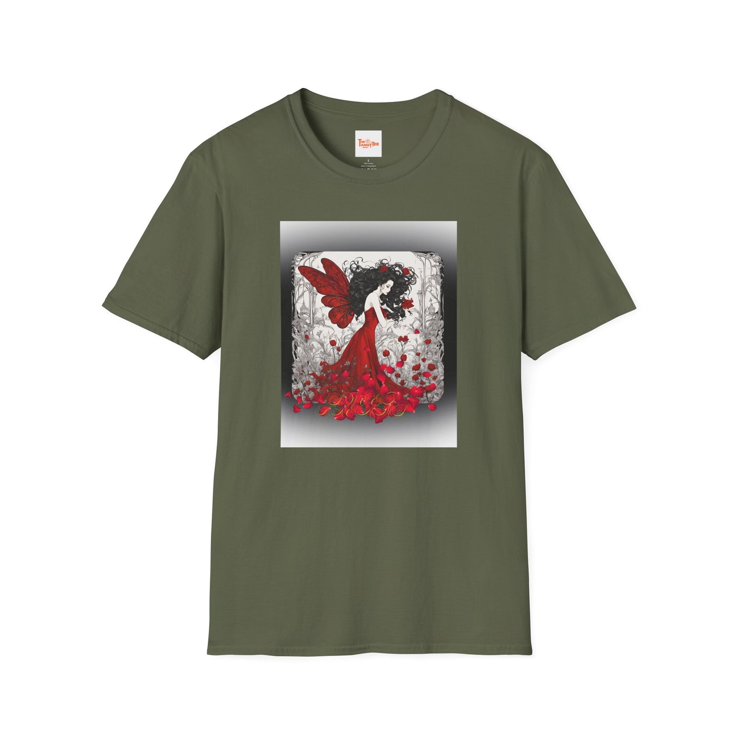 Rose Petal Dress T-Shirt — Dark-Haired Woman Graphic