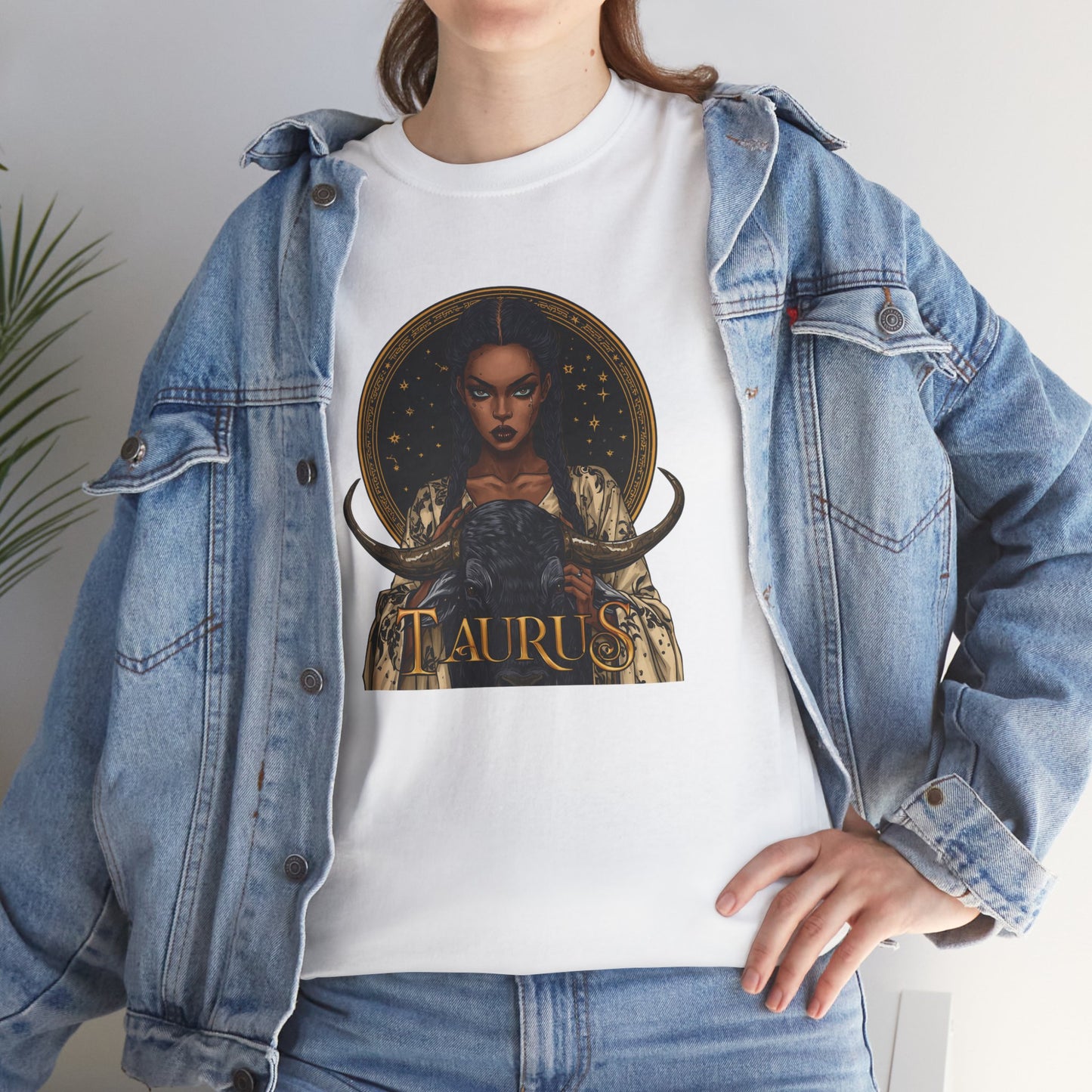Taurus Art Nouveau Tee — African American Woman & Bull Zodiac Graphic
