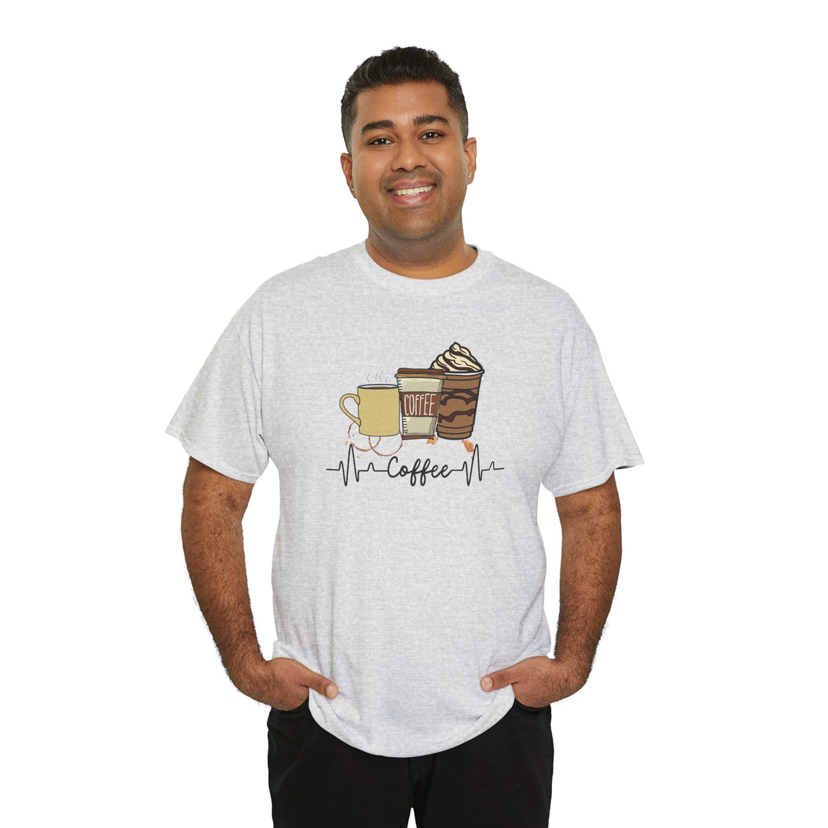 Coffee Stat T-Shirt — Graphic Tee Featuring Three Coffee Drinks