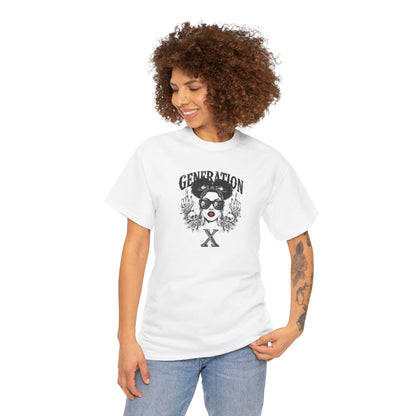 Generation X Black Woman Graphic Tee — Skeletal Hands & Middle Fingers