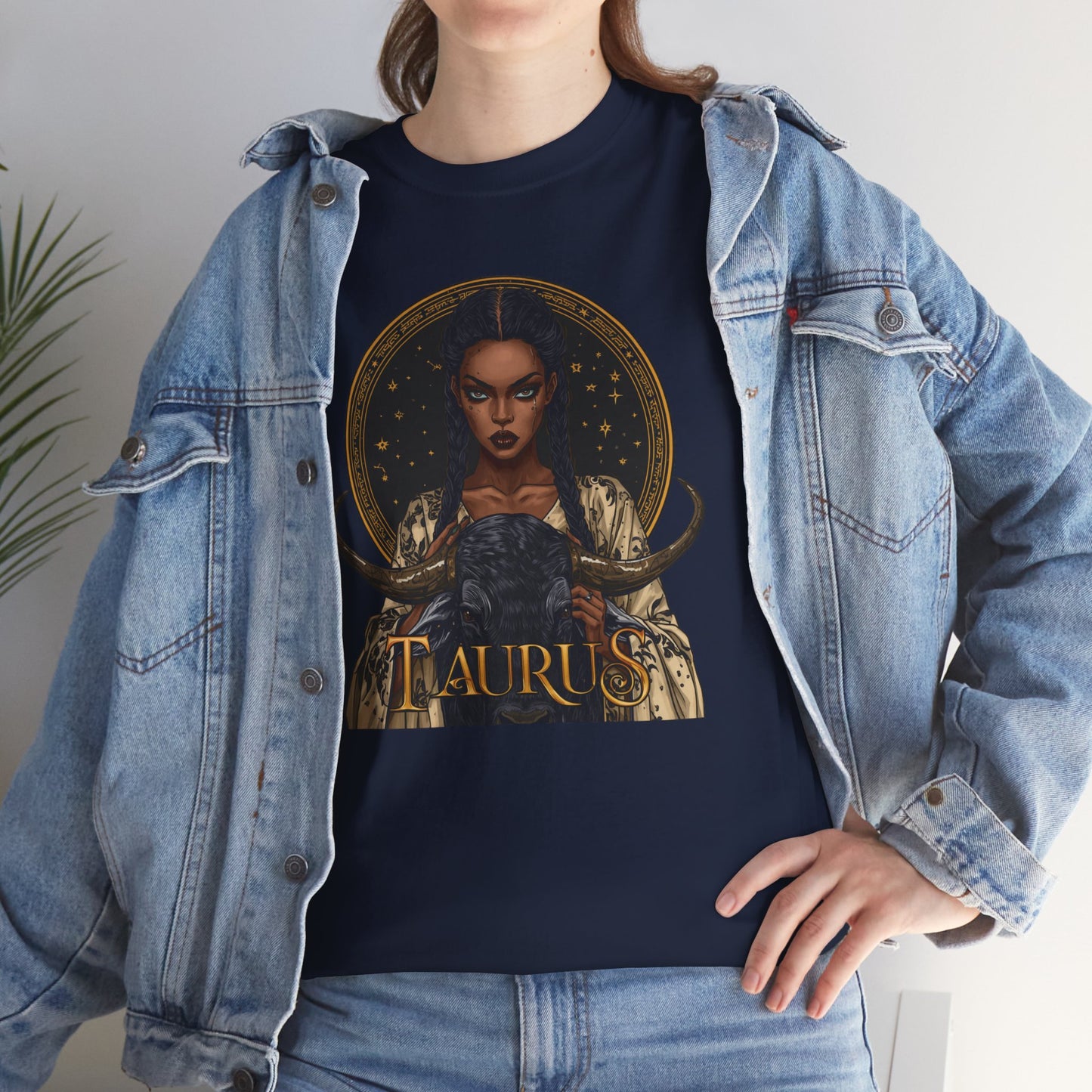 Taurus Art Nouveau Tee — African American Woman & Bull Zodiac Graphic