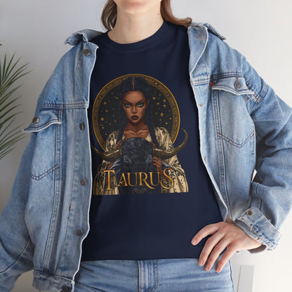 Taurus Art Nouveau Tee — African American Woman & Bull Zodiac Graphic