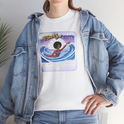 Pisces Zodiac Tee — African American Woman Swimming Graphic with Pisces Traits