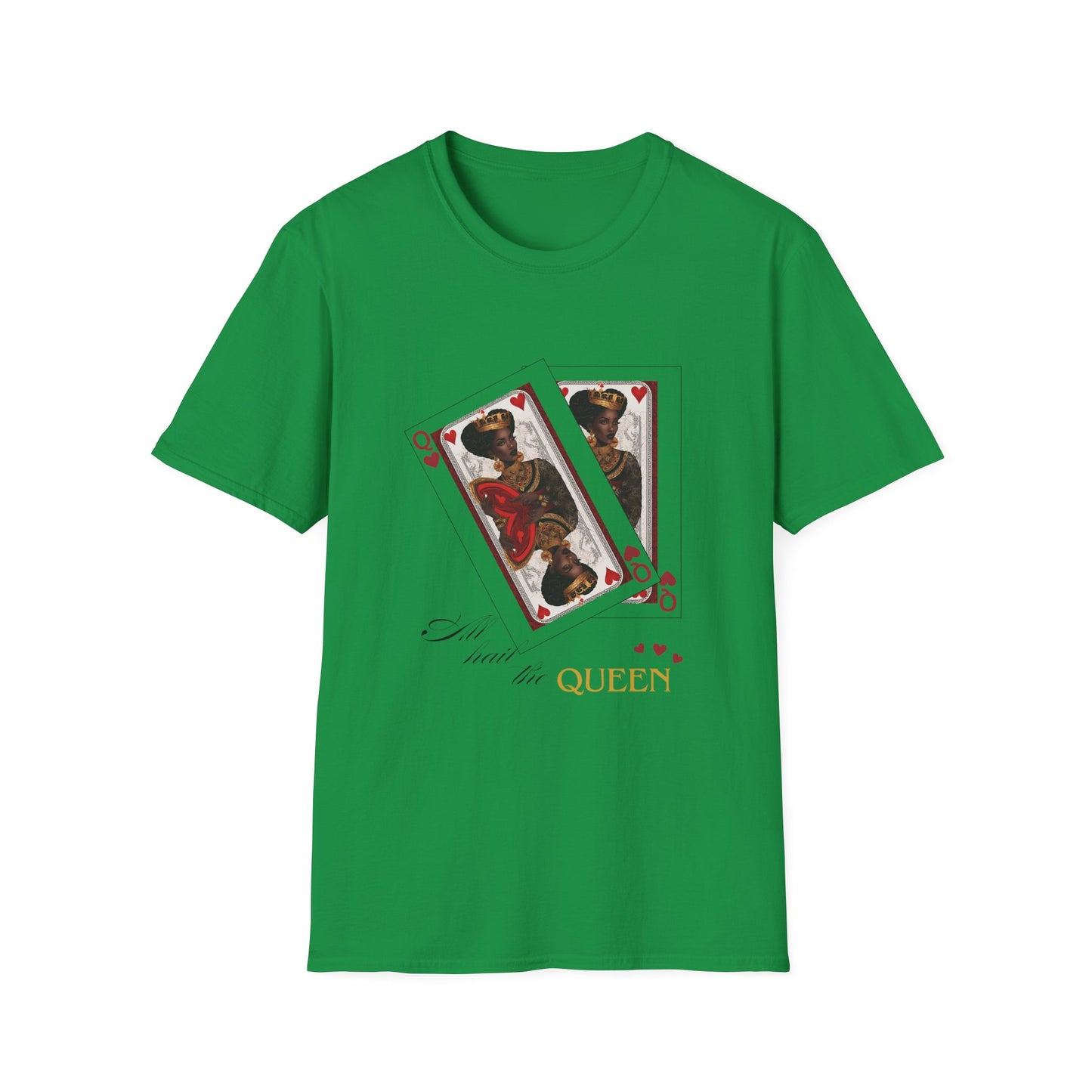 Hearts Playing Cards Unisex T-Shirt - All Hail the Queen Design