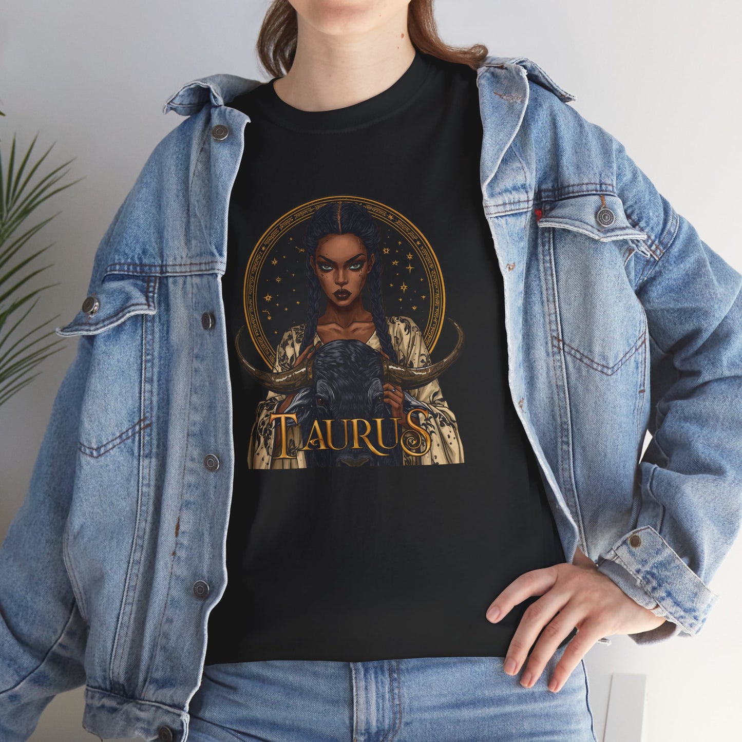 Taurus Art Nouveau Tee — African American Woman & Bull Zodiac Graphic