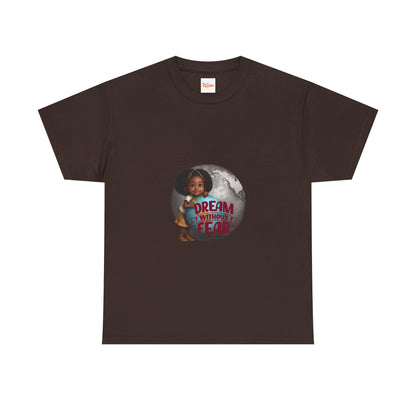 Graphic Tee - Dream Without Fear, Little Black Girl Hugging Globe