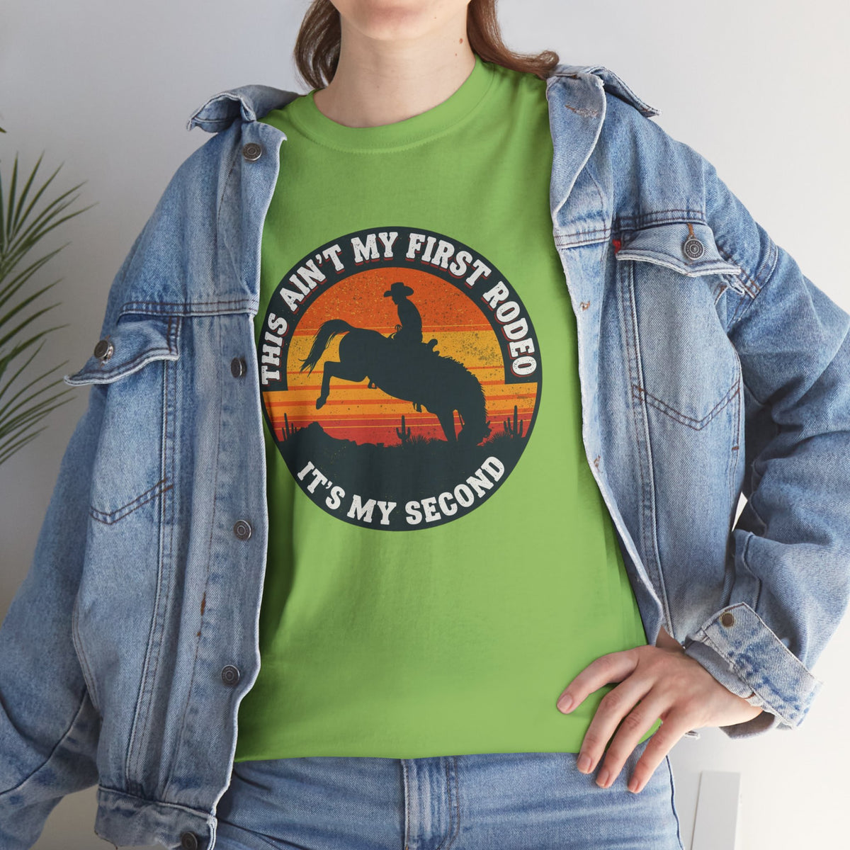This Ain't My First Rodeo Tee — Backwards Bronco Sunset Cowboy Shirt