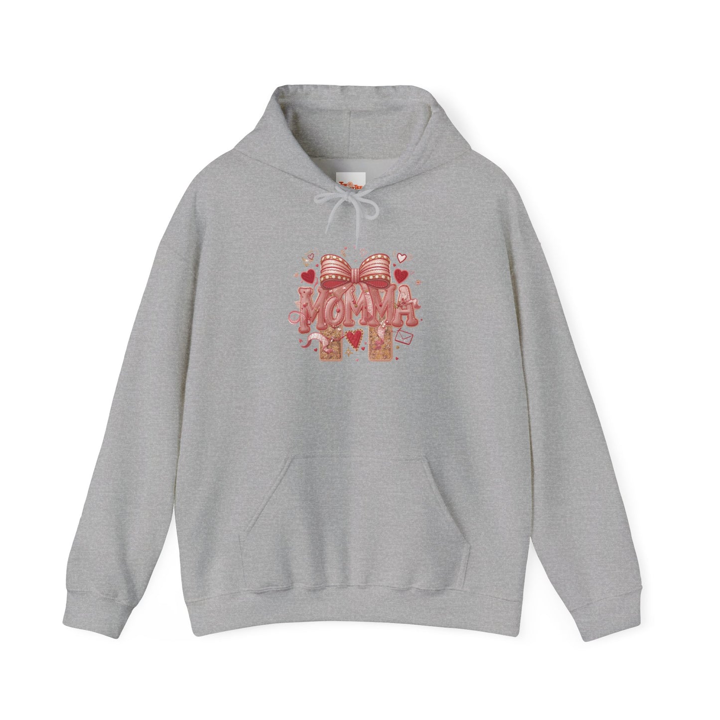 Momma Pink Ribbon Heart Hoodie — Breast Cancer Awareness Sweatshirt