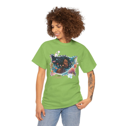 Just Breathe Unisex Tee - Graphic of Black Woman in the Bath