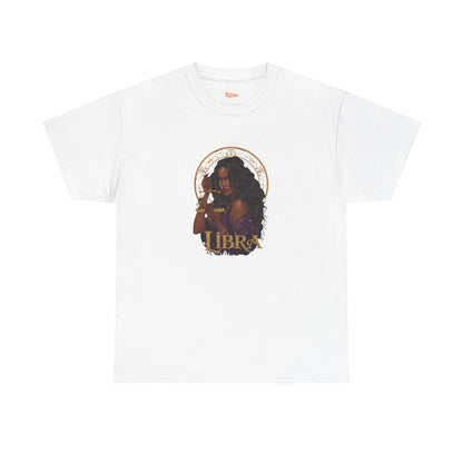 Libra Art Nouveau Tee — African American Woman with Scales Zodiac Shirt