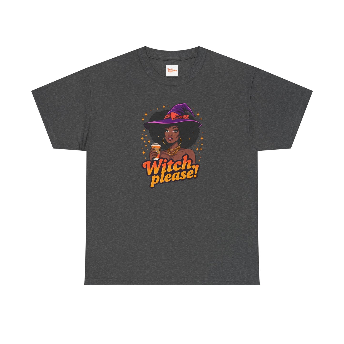 Witch Please Tee, Black Woman Coffee Cup Afro Witch Hat, Unisex Halloween Shirt, Witches Brew T-Shirt