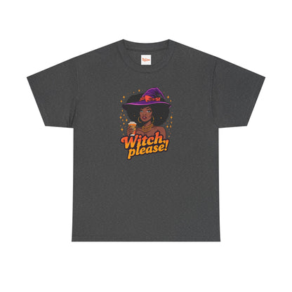 Witch Please Tee, Black Woman Coffee Cup Afro Witch Hat, Unisex Halloween Shirt, Witches Brew T-Shirt