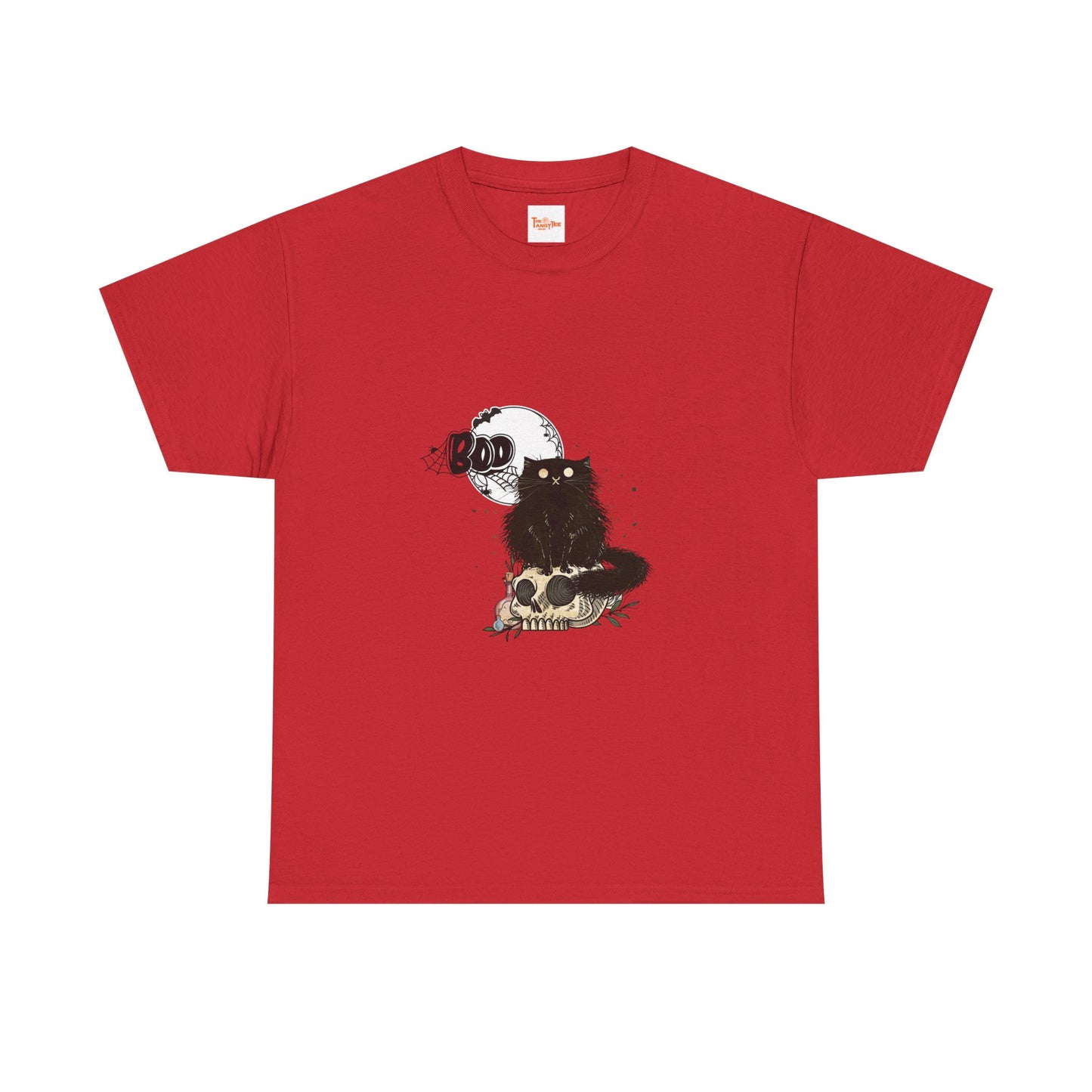 Halloween Unisex Tee with Black Cat and Skull Graphic
