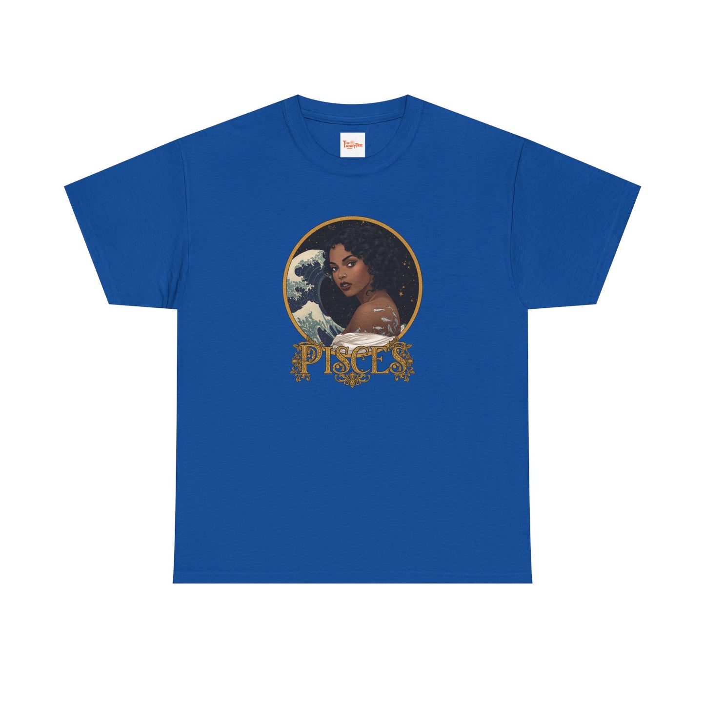 Pisces Art Nouveau T-Shirt — African American Woman with Silver Fish Tattoo