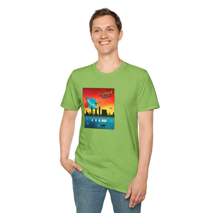 Alien Cityscape Unisex T-Shirt - Keeping it Weird Graphic Tee