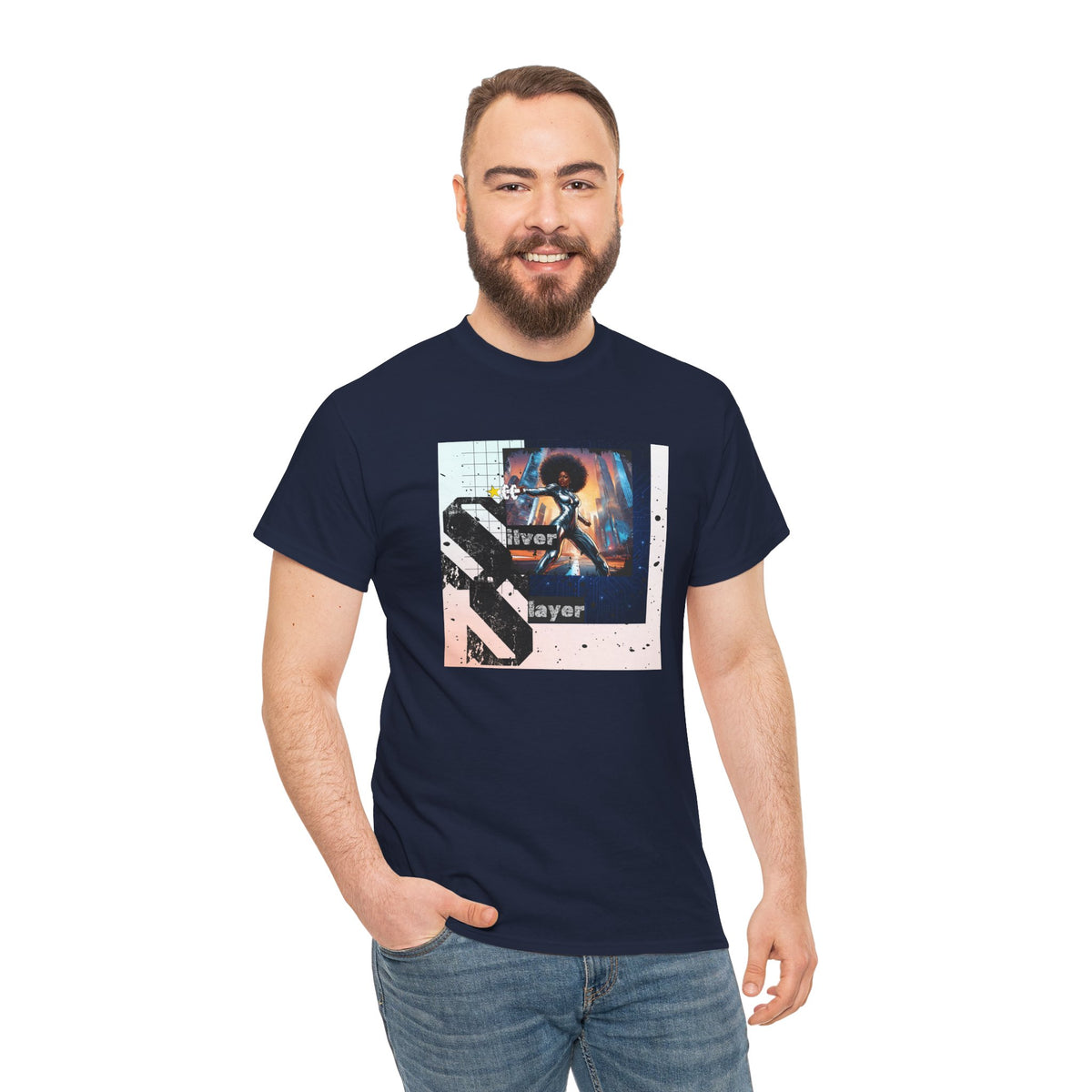 Silver Slayer Black Woman Superhero T-Shirt — Silver Costume City Graphic
