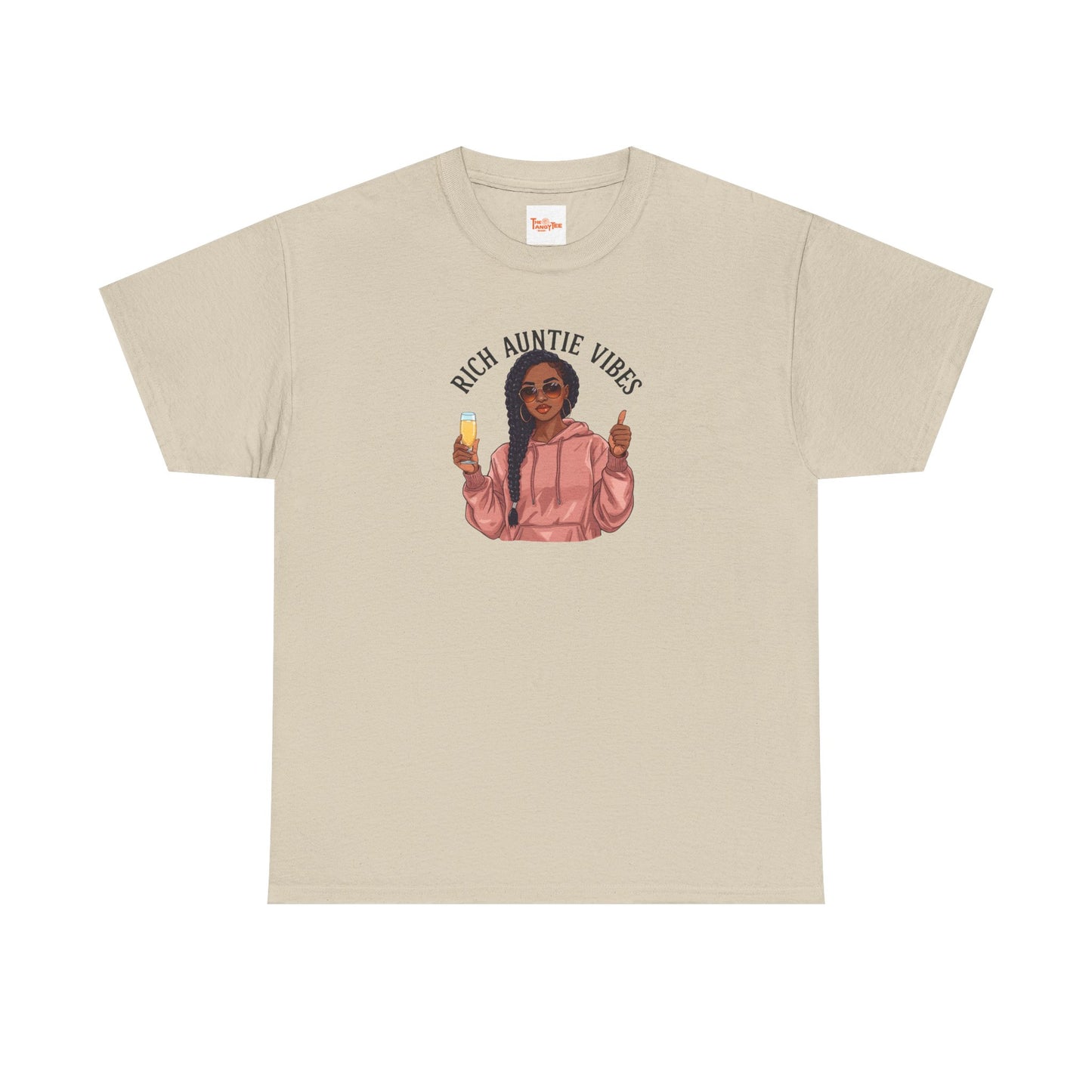 Rich Auntie Vibes T-Shirt — Black Woman Champagne Graphic