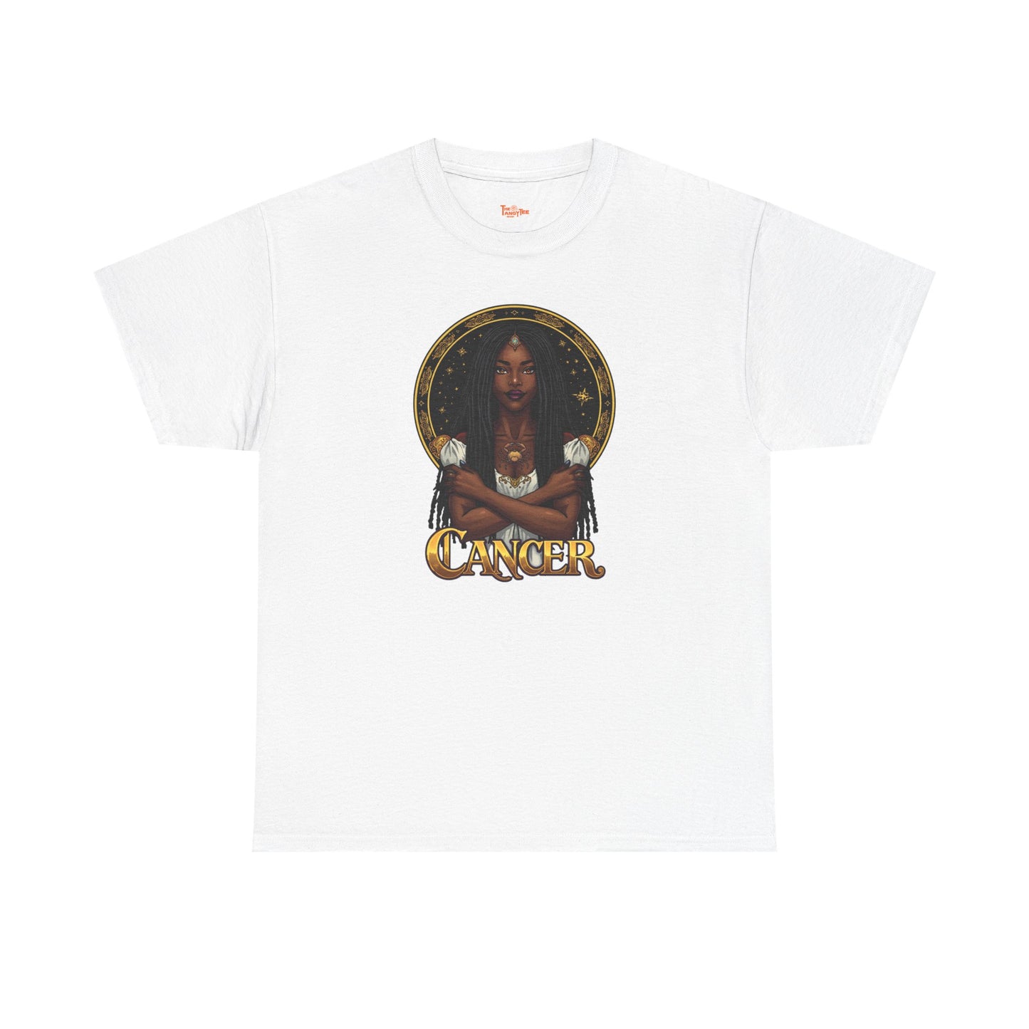 Cancer Zodiac T-Shirt — Art Nouveau African American Woman with Crab Graphic