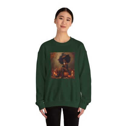 Black Witch Pumpkin Spice Latte Sweatshirt, Halloween Crewneck Jumper