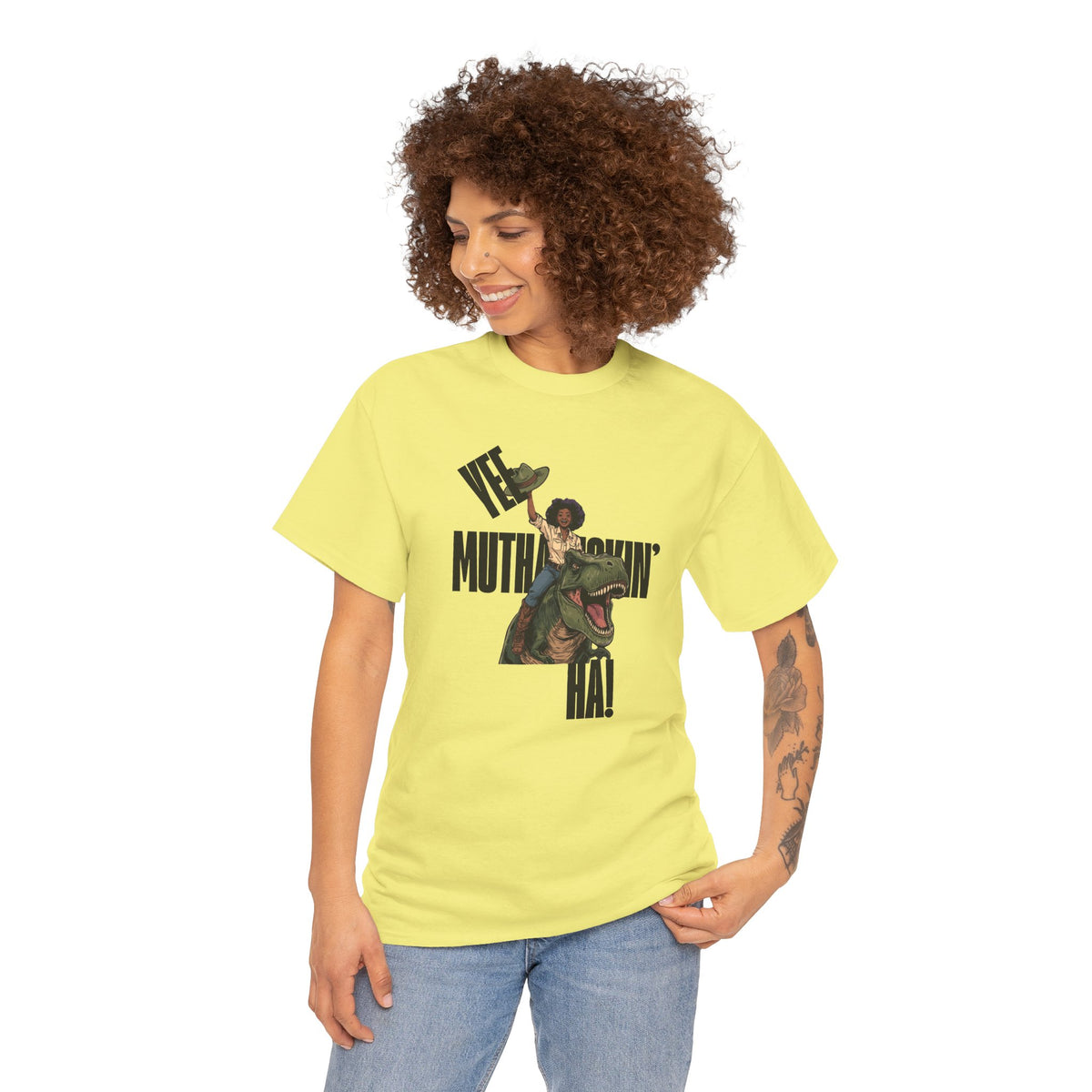 Dinosaur Rider Tee — "Yee Muthafuckin' Ha!" Graphic T-Shirt