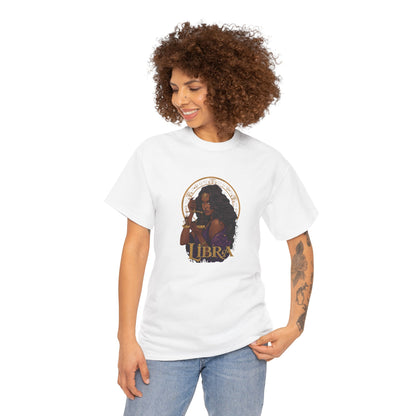 Libra Art Nouveau Tee — African American Woman with Scales Zodiac Shirt