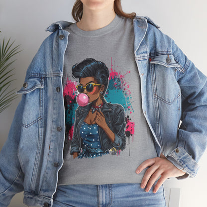 Bubblegum Pop Tee — African American Woman Graphic Paint-Splatter Design
