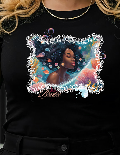 Just Breathe Unisex Tee - Graphic of Black Woman in the Bath