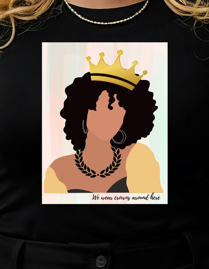 Crown Queen T-Shirt, Afro Art, Black Woman T-Shirt