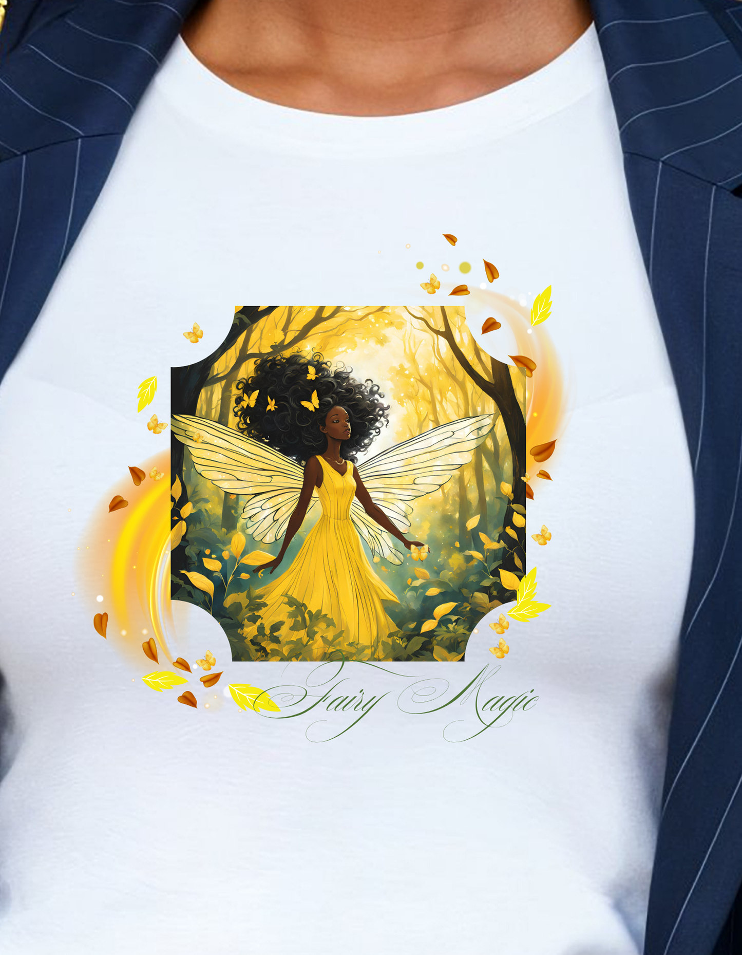 Fairy Magic Tee, Black Fantasy Art