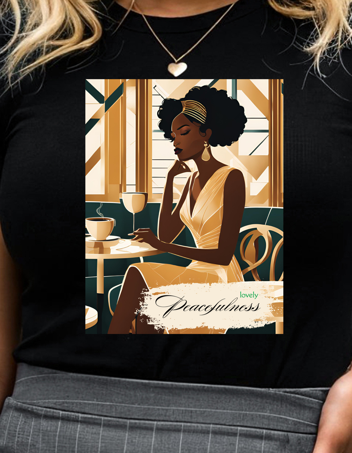 Art Deco Woman Lovely Peacefulness Graphic T-Shirt