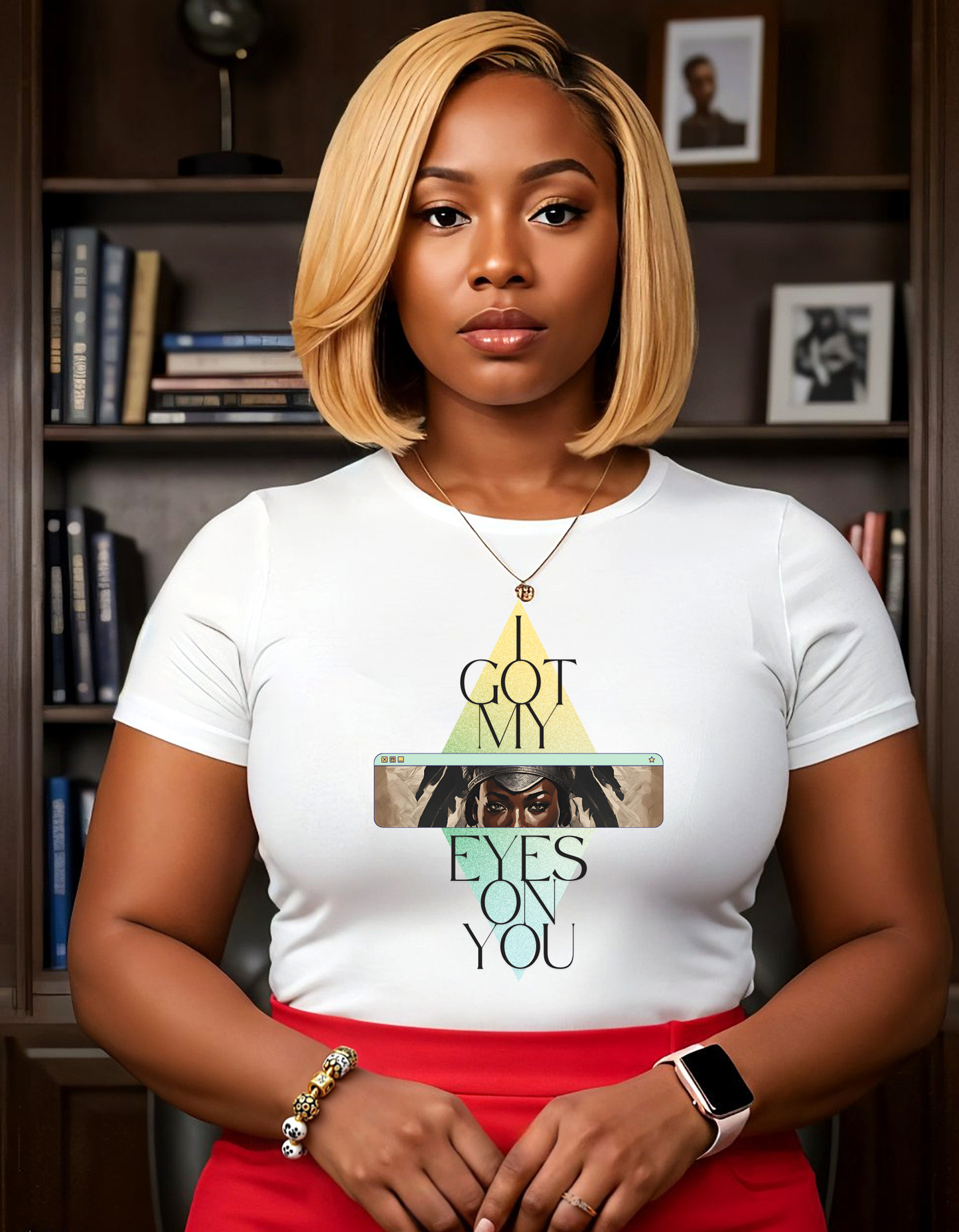 Eyes Graphic Tee, Black Woman Art