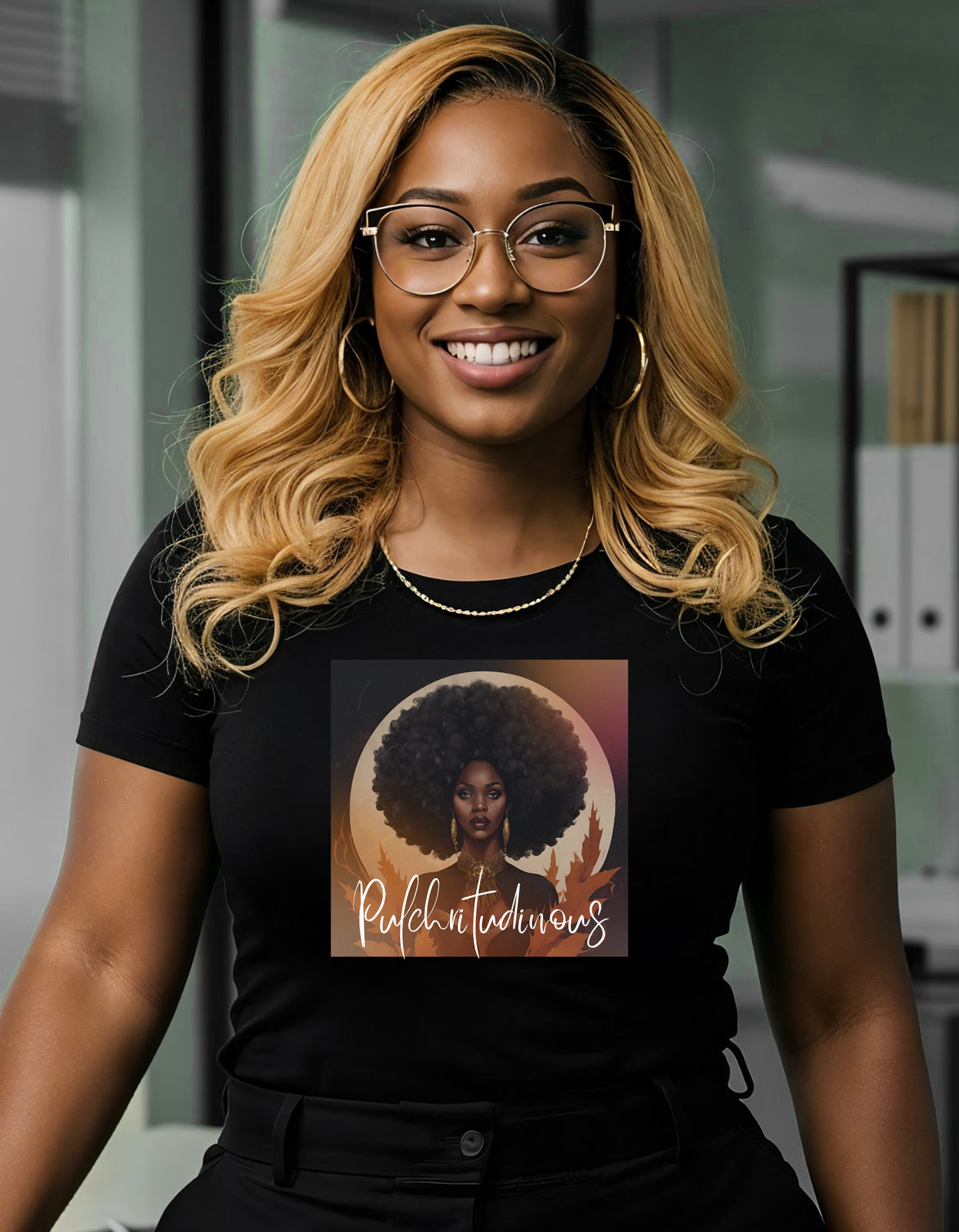 Afro Beauty Fall Leaves T-Shirt