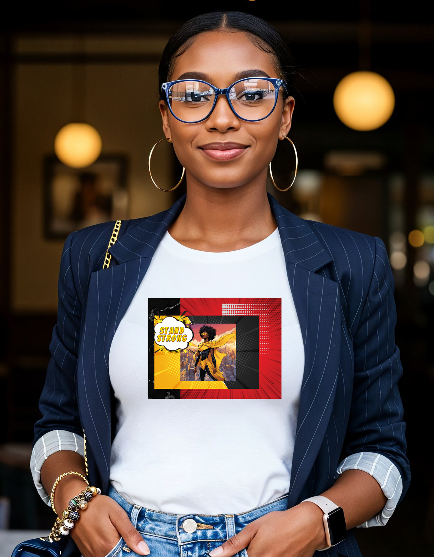 Stand Strong Black Female Superhero T-Shirt