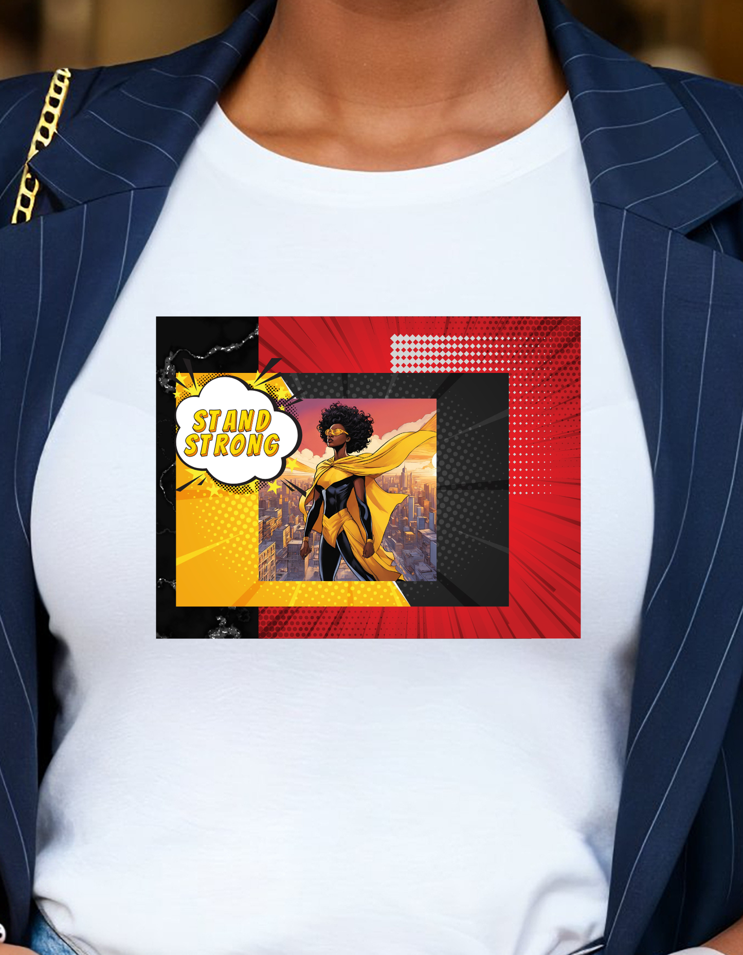 Stand Strong Black Female Superhero T-Shirt