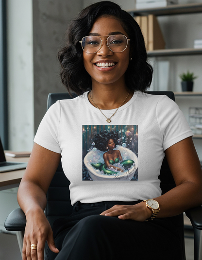 Pamper Yourself Black Mermaid Tee — Relaxing Bathtub Graphic