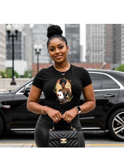 Graphic Tee - All Hail the Queen - Black Woman Playing Card Design
