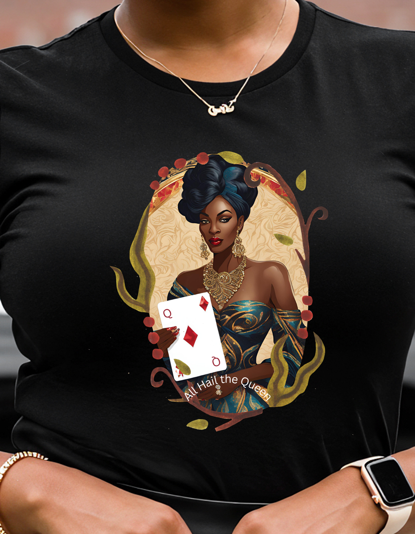 Graphic Tee - All Hail the Queen - Black Woman Playing Card Design