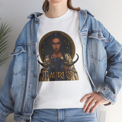 Taurus Art Nouveau Tee — African American Woman & Bull Zodiac Graphic