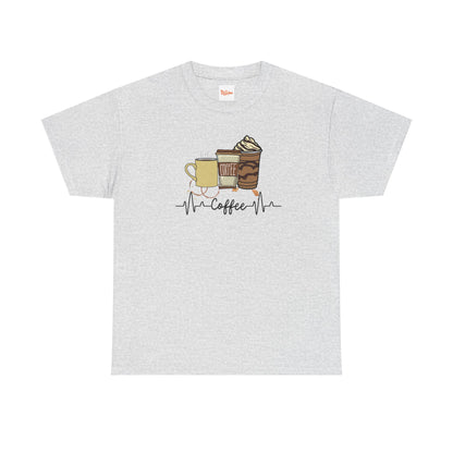 Coffee Stat T-Shirt — Graphic Tee Featuring Three Coffee Drinks